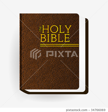 Holy Bible. Vector Vintage Leather Brown Book 34766069