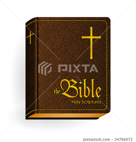 Holy Bible. Vector Vintage Leather Brown Book 34766072