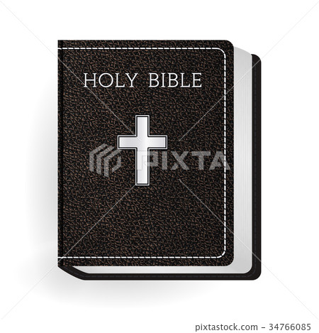 Holy Bible. Vector Vintage Leather Brown Book 34766085