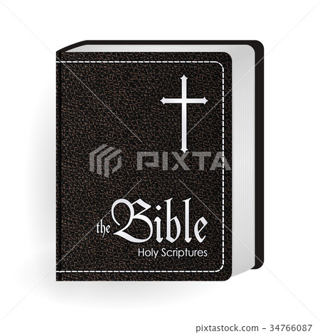 Holy Bible. Vector Vintage Leather Brown Book 34766087