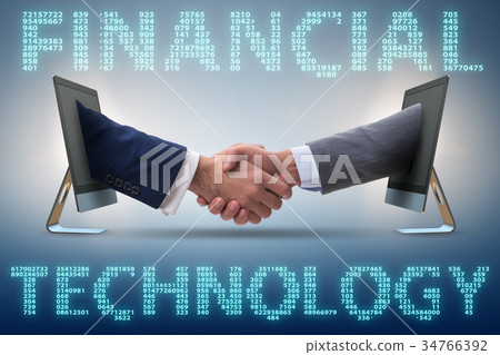 Two people handshaking in financial tecnology 34766392