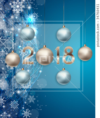 2018 New Year Background with Christmas Ball 2018 New Year Background with Christmas Ball 34768431