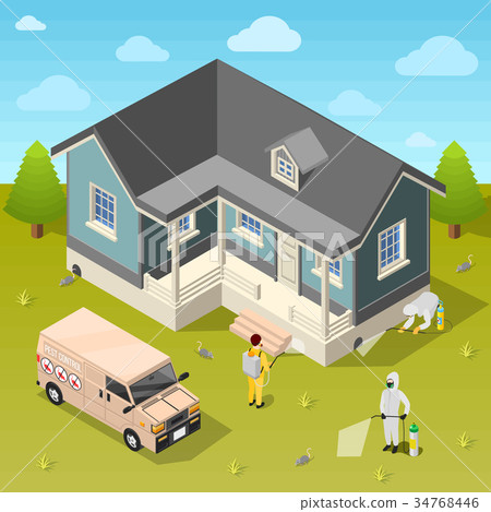 House Disinfection Isometric Background 34768446