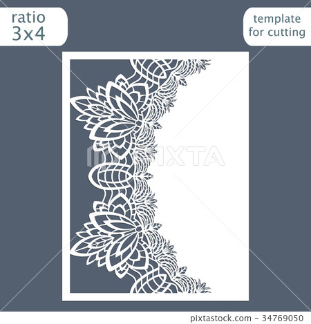 Laser cut wedding invitation card template 34769050