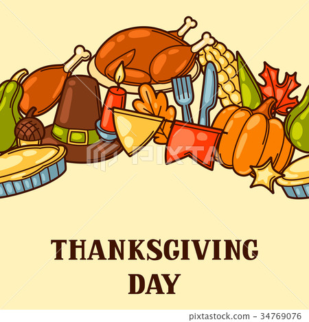 Happy Thanksgiving Day seamless pattern with - Stock Illustration ...