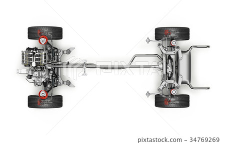 SUV Car Under carriage technical Top view. 34769269