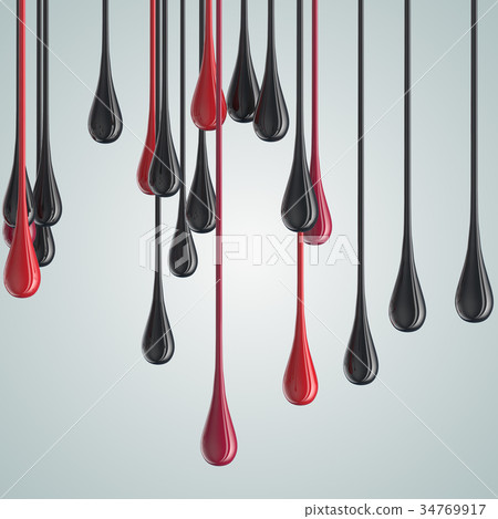 3D red and black glossy paint drop blobs 3D red and black glossy paint drop blobs 34769917