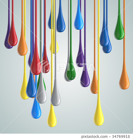 3D color glossy paint drop blobs 34769918