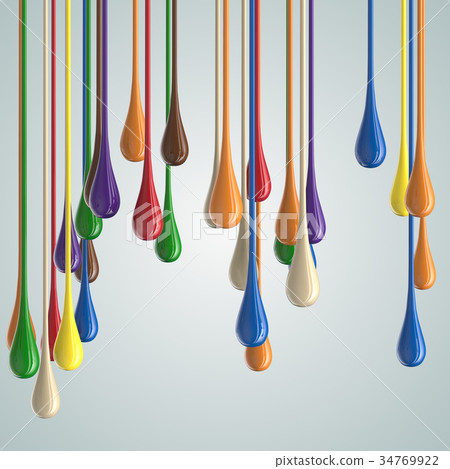 3D color glossy paint drop blobs 34769922