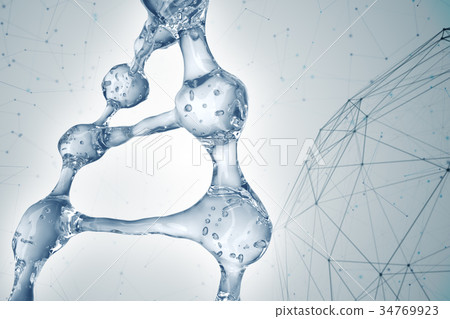 3d illustration of DNA molecule model from water. 34769923