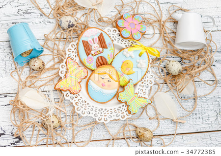Beautiful glazed Easter cookies Beautiful glazed Easter cookies 34772385