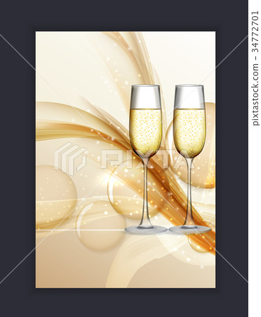 Two Glass of Champagne on Glossy Background 34772701