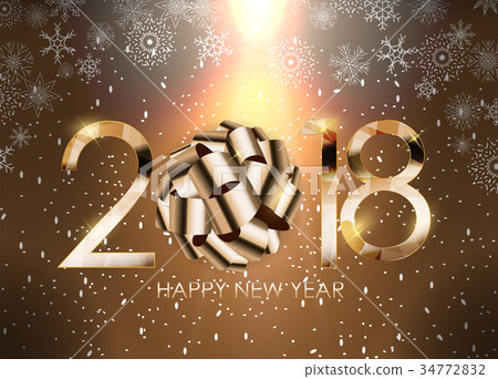 2018 New Year Gold Glossy Background. Vector 34772832