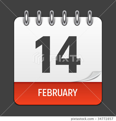 February 14 Calendar Daily Icon. Vector 34772857