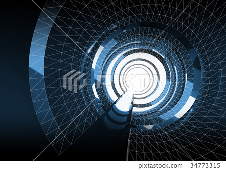 Abstract dark blue digital tunnel background 34773315