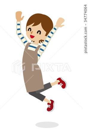 Young mother jumping 34774064