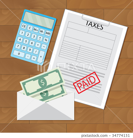 Paid taxes and money in envelope 34774131