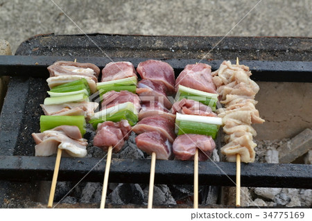 炭烤烤雞肉串 炭烤烤雞肉串 34775169