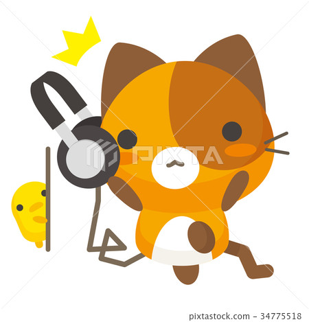 It is a cat. Mike cat + headphones - Stock Illustration [34775518] - PIXTA