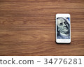 Dollar cash money in smartphone, fintech business 34776281