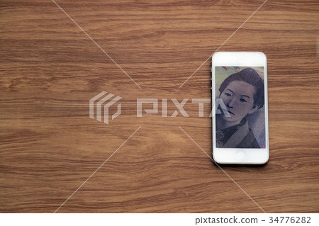 Chinese Yuan cash in smartphone, fintech business Chinese Yuan cash in smartphone, fintech business 34776282