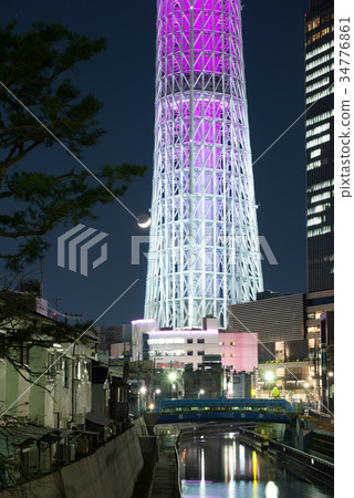 Tokyo Sky Tree and crescent moon Tokyo Sky Tree and crescent moon 34776861