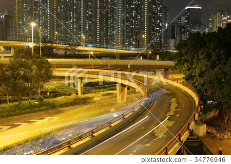night view Modern city traffic of highway  34776946