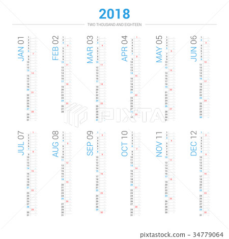 Calendar 2018 in vertical design. 34779064