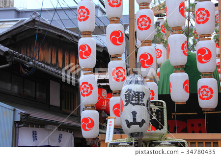 Kyoto cityscape and Gion Festival floats 34780435
