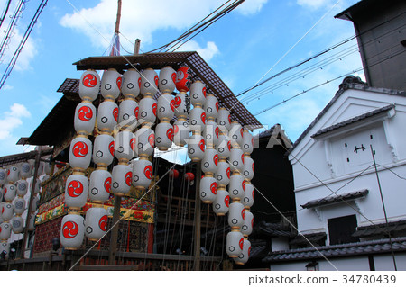 Kyoto cityscape and Gion Festival floats 34780439