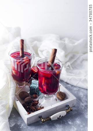 Cup of hot wine with spices Cup of hot wine with spices 34780785