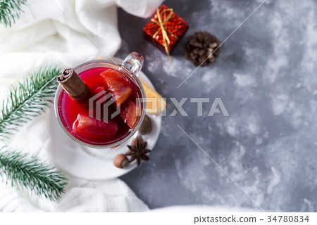 Cup of hot wine with spices Cup of hot wine with spices 34780834