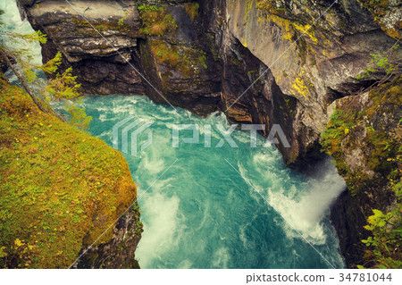 Landscape with canyon and mountain river Landscape with canyon and mountain river 34781044