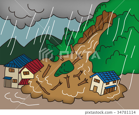Disaster illustration (debris flow) 34781114