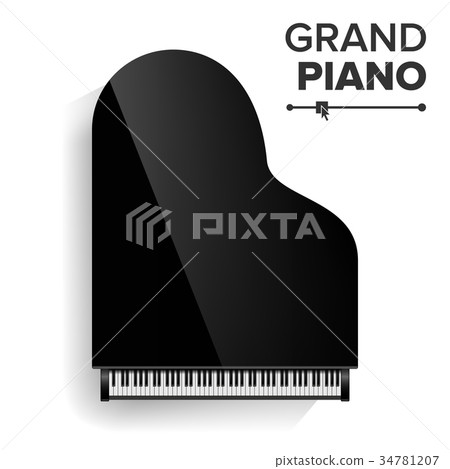 Grand Piano Vector. Realistic Black Grand Piano  34781207