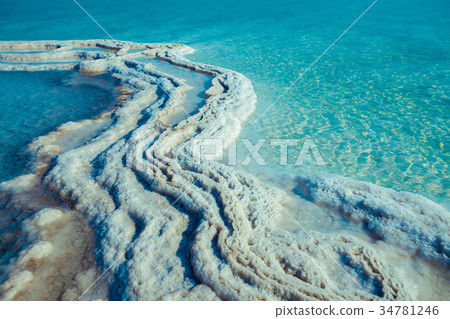 Texture of Dead sea. Salt sea shore 34781246