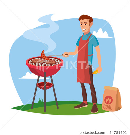 BBQ Cooking Vector. BBQ Cooking Vector. 34781591