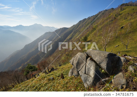 Ashio Odairayama's southern slope and distant Koumiyama Ashio Odairayama's southern slope and distant Koumiyama 34781675