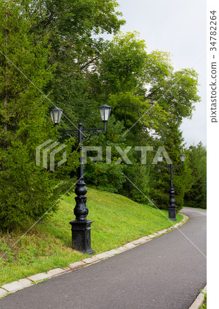 Street lamp in the old style with two lamps of Street lamp in the old style with two lamps of 34782264