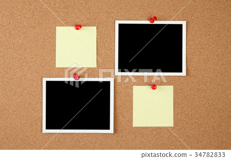 Cork board, photo print, documents, 34782833