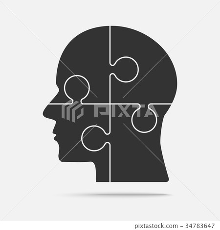 Puzzle Piece Silhouette Head - Vector Jigsaw - Stock Illustration ...
