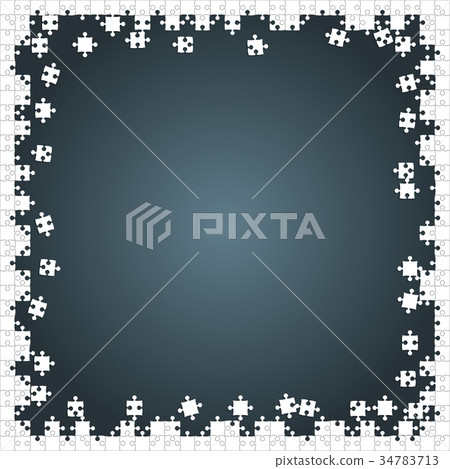 Frame White Puzzles Pieces Grey - Vector Jigsaw Frame White Puzzles Pieces Grey - Vector Jigsaw 34783713