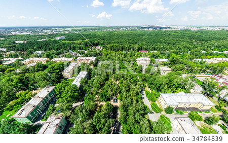 Aerial city view with crossroads and roads, houses 34784839