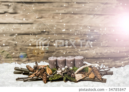 Merry Christmas decoration advent burning grey Merry Christmas decoration advent burning grey 34785847