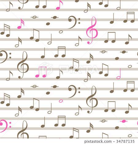 Music notes seamless vector stripe pattern. - Stock Illustration ...