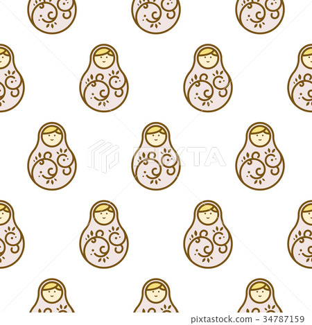 Russian doll matryoshka light seamless pattern. 34787159