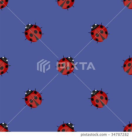 Ladybag Seamless Pattern. Ladybird Texture 34787282