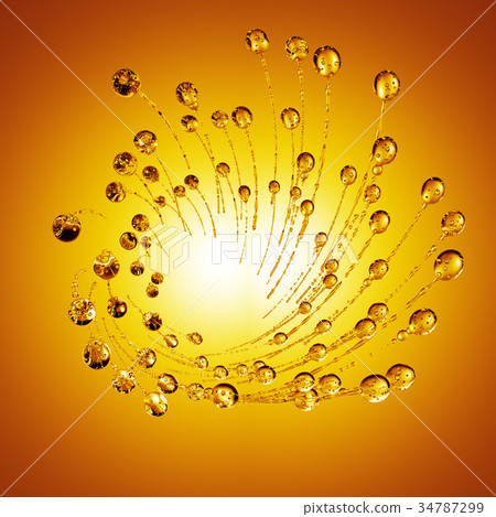 3D detailed illustration of a drop of water gold 3D detailed illustration of a drop of water gold 34787299