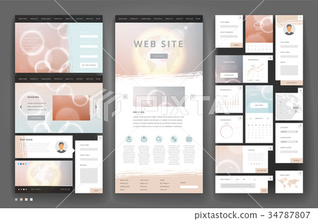 Website template design with interface elements Website template design with interface elements 34787807