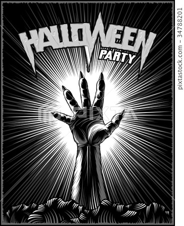 Zombie Hand Halloween Horror Print Vintage Beam 34788201